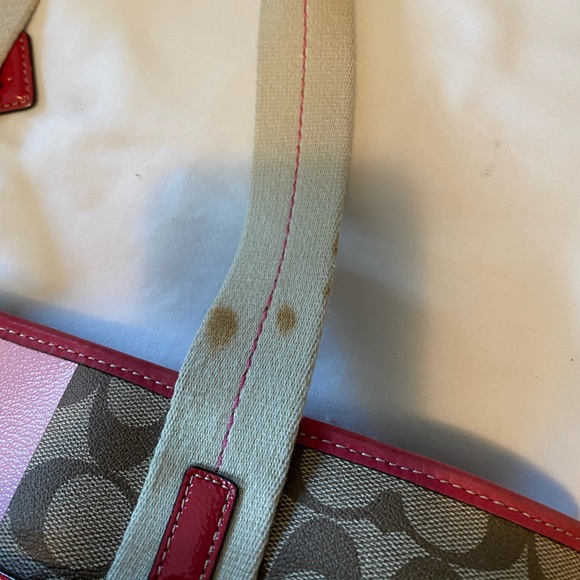 Large pink and brown Coach tote bag - Picture 6 of 7